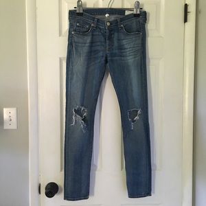 Rag & Bone distressed skinny jeans medium wash